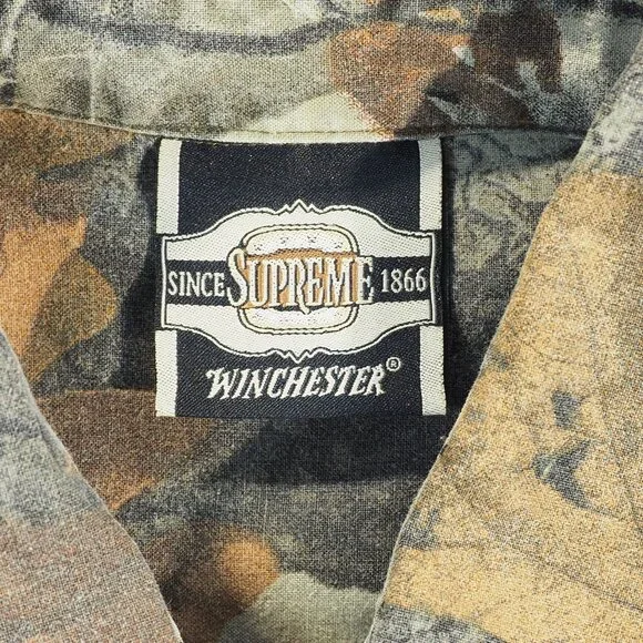 Vintage Supreme Winchester Shirt Mens Large Brown Realtree Hardwoods Camo Hunt - Picture 3 of 9